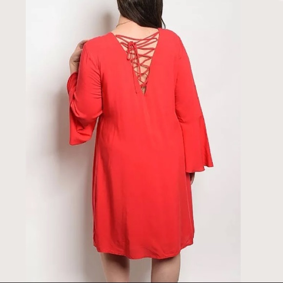 3/30🏝NWT Red Boho Embroidered Dress - Picture 2 of 2